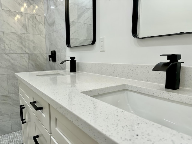 room details with double vanity and a sink