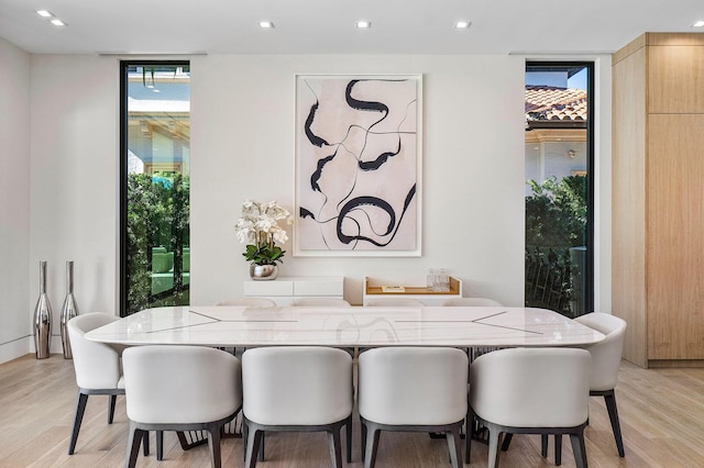 dining room with light hardwood / wood-style floors