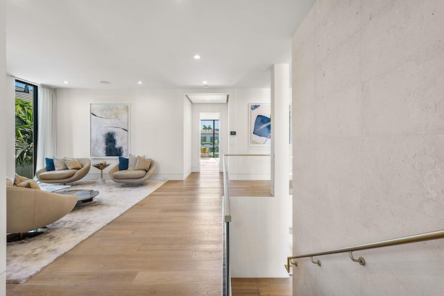 interior space with light hardwood / wood-style floors