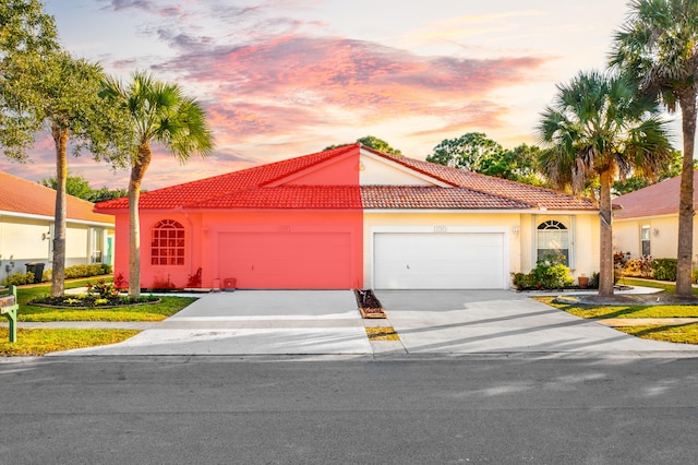 view of front of property with a garage