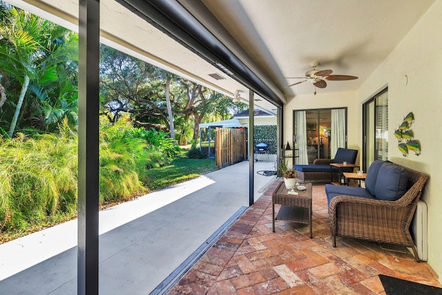 view of patio / terrace with ceiling fan