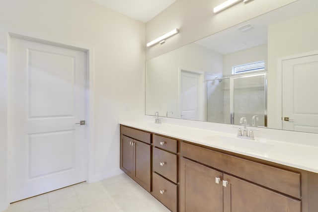 bathroom featuring vanity and walk in shower