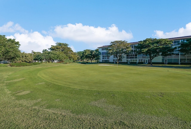 view of community featuring a lawn