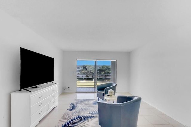 living room with light tile patterned floors