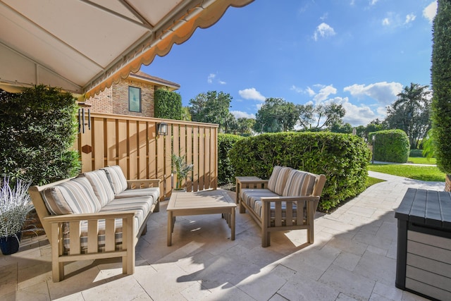 view of patio / terrace featuring an outdoor living space