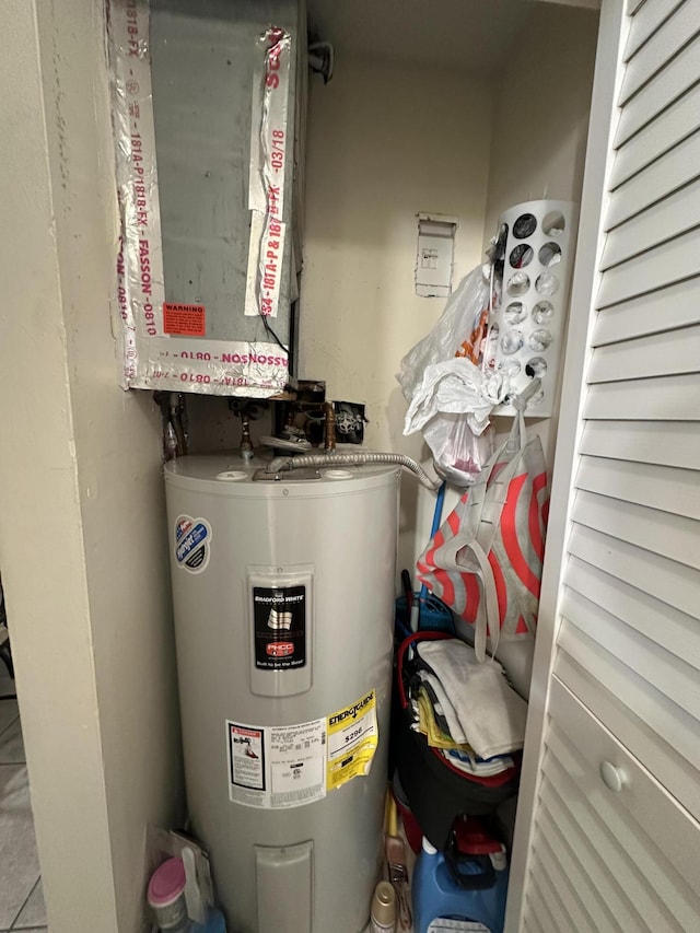 utility room with water heater