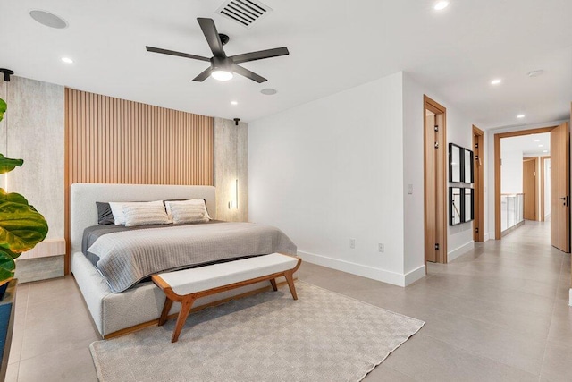 bedroom featuring ceiling fan