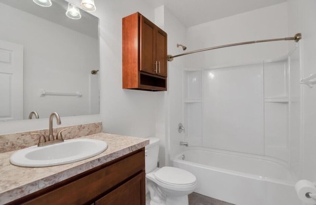 full bathroom with vanity, toilet, and shower / bathtub combination