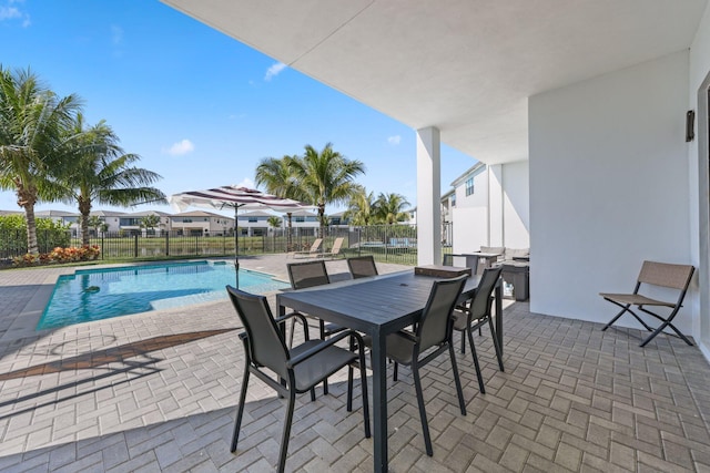 view of swimming pool with a patio