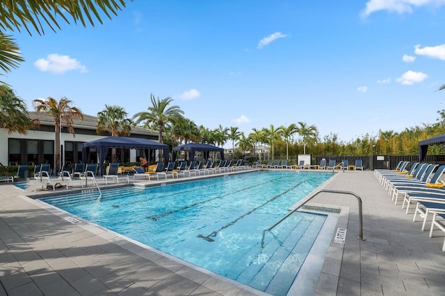 view of swimming pool with a patio