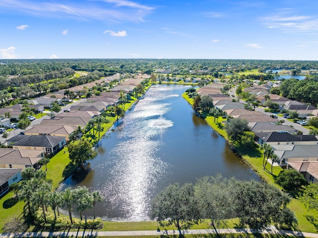 bird's eye view featuring a water view