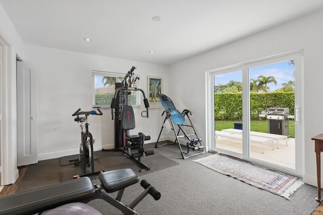 workout room featuring a healthy amount of sunlight