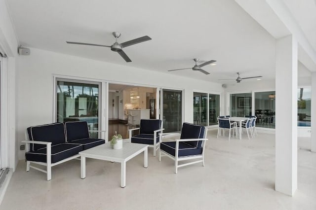 view of patio / terrace featuring an outdoor hangout area and ceiling fan