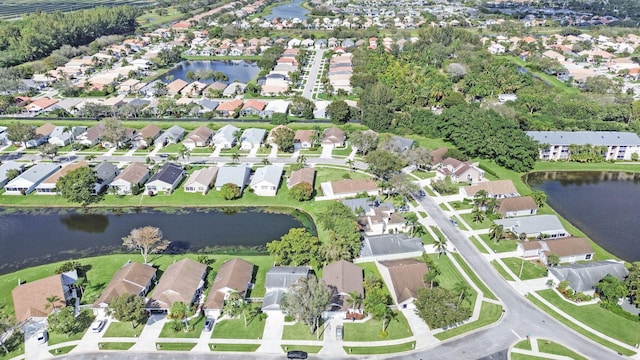 bird's eye view featuring a water view