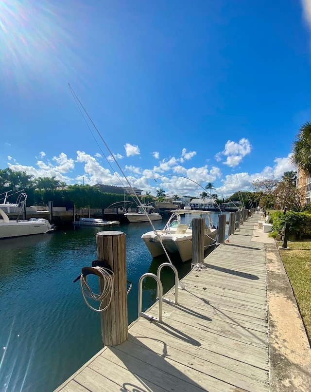 view of dock featuring a water view