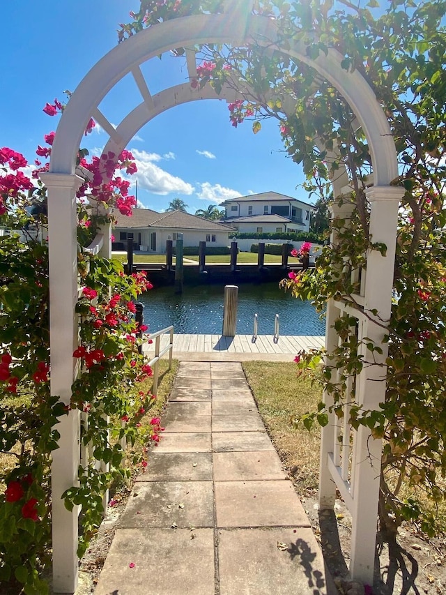 exterior space featuring a water view