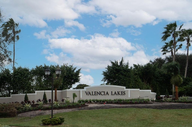 community / neighborhood sign with a lawn