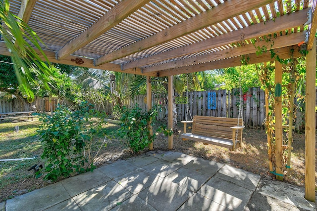 view of patio featuring a pergola