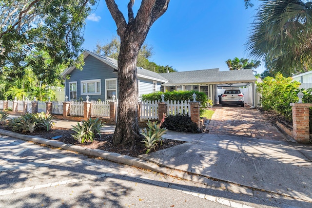 ranch-style home with a carport