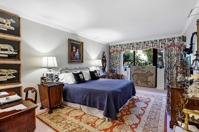 bedroom with ornamental molding