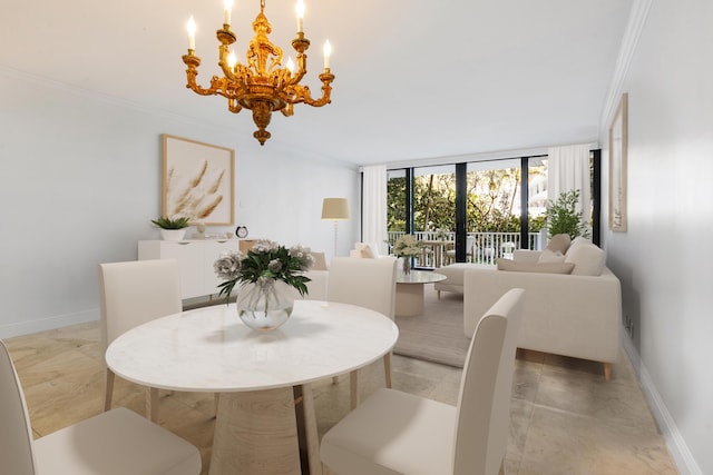 330 S Ocean Blvd Unit E1, Palm Beach, FL 33480 - dining area with a chandelier and ornamental molding