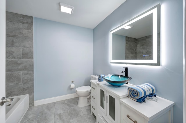 full bathroom featuring tile patterned floors, vanity, toilet, and shower / tub combination