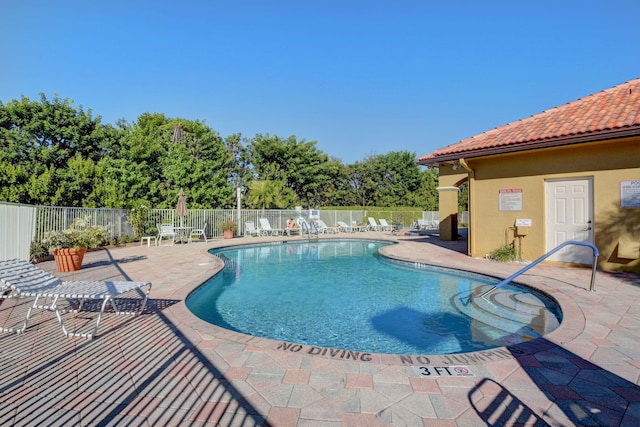 view of pool featuring a patio area