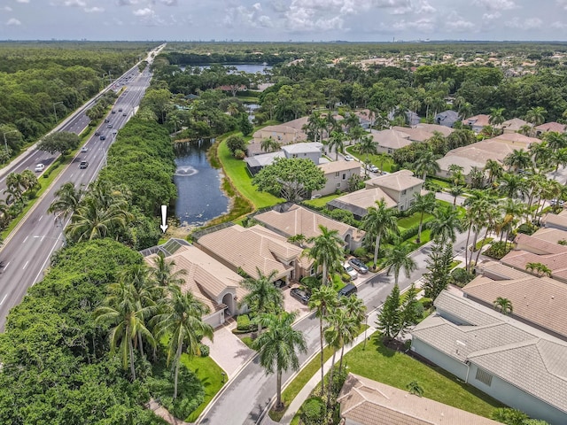 bird's eye view featuring a water view