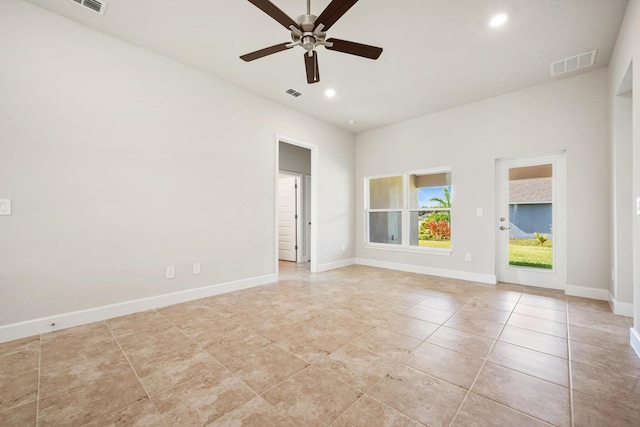 unfurnished room featuring ceiling fan