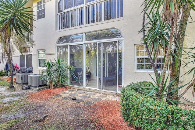 property entrance with central air condition unit