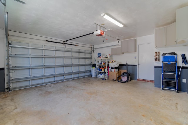 garage with a garage door opener