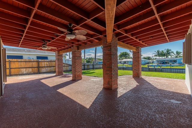 view of patio with ceiling fan