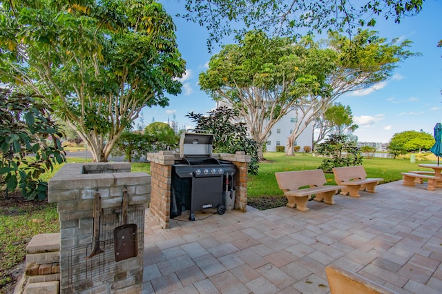 view of patio with area for grilling