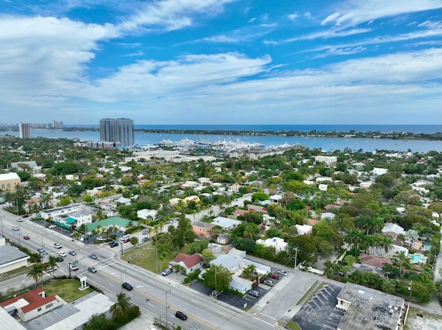 bird's eye view featuring a water view