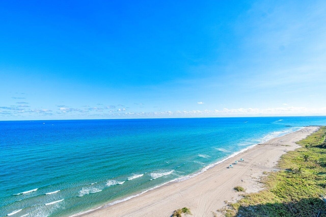 view of water feature featuring a beach view