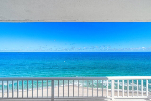 property view of water featuring a view of the beach