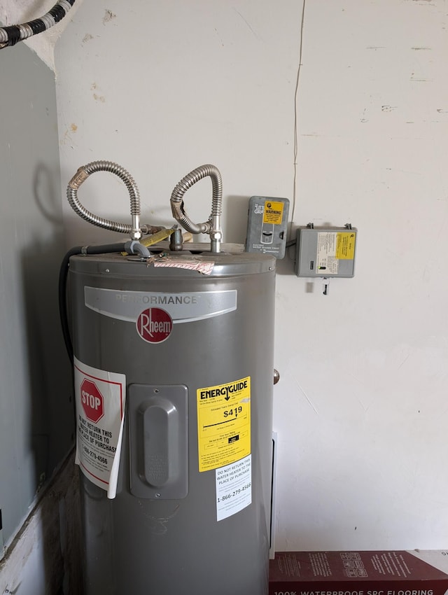 utility room featuring electric water heater