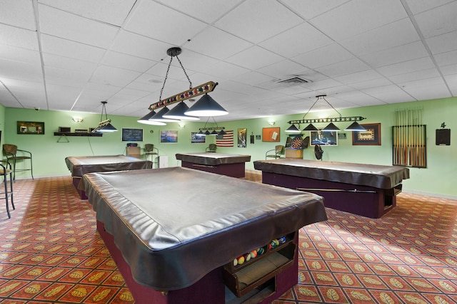 game room featuring billiards