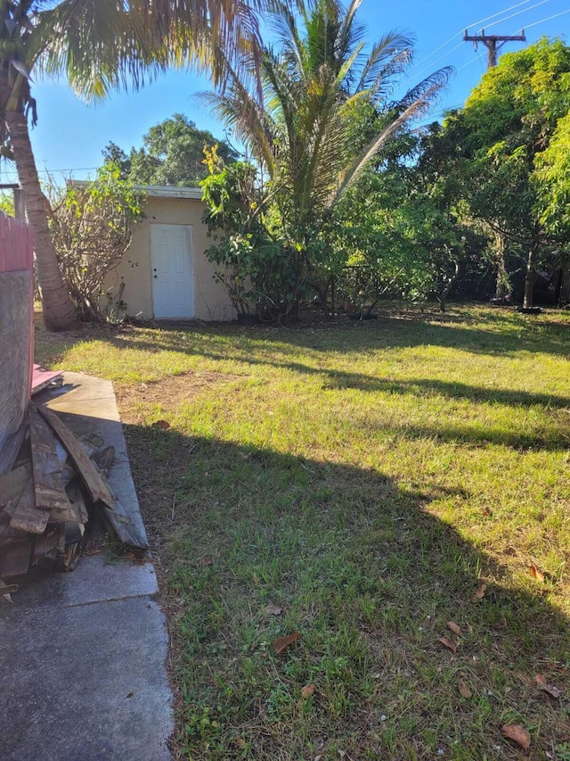 view of yard with a storage unit