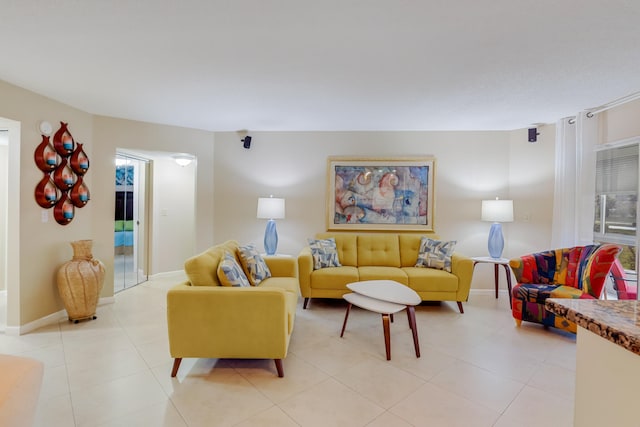 view of tiled living room