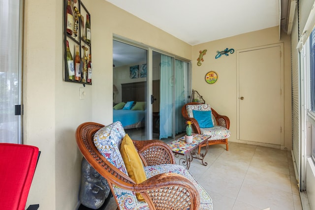 interior space featuring light tile patterned flooring