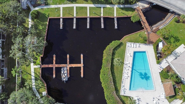 bird's eye view featuring a water view