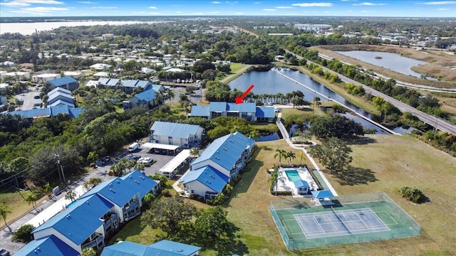 bird's eye view featuring a water view