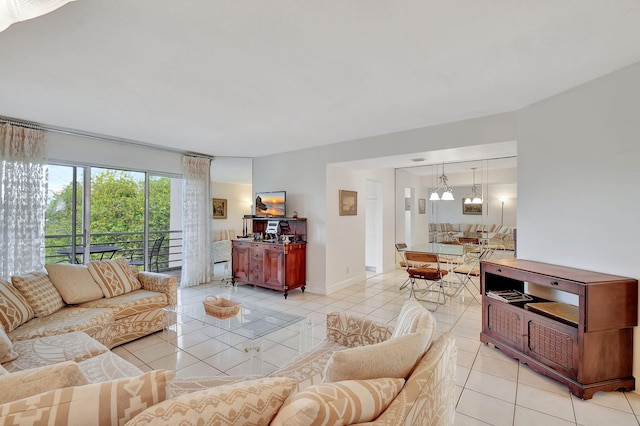 view of tiled living room