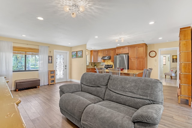 living room featuring light hardwood / wood-style floors