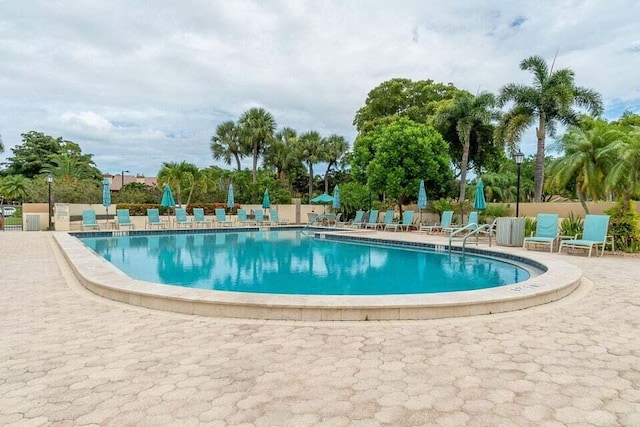 view of pool featuring a patio area