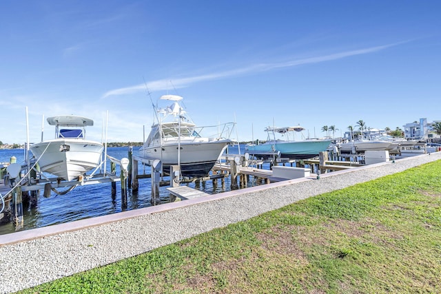 dock area featuring a water view