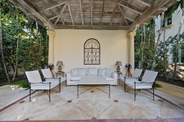 view of patio / terrace featuring a gazebo and an outdoor living space