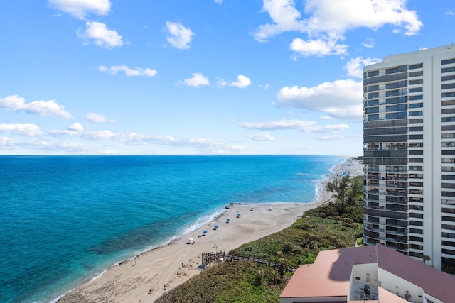 view of water feature with a view of the beach