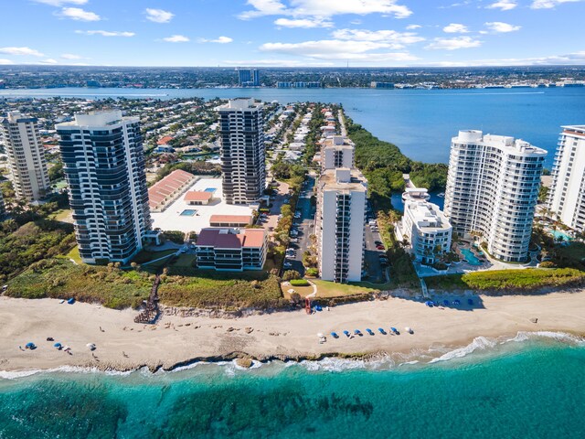 property view of water featuring a view of the beach